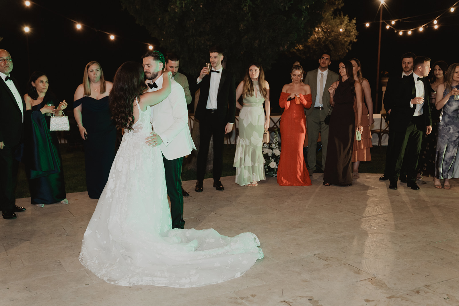 Bride and groom during their first dance on the dance floor